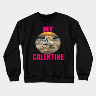 My galentine white horse in the surf Crewneck Sweatshirt